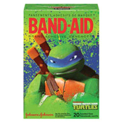 Bandage Strips Fabric Band-Aid Assorted Sizes Mutant Ninja Latex 20/Bx, 24 BX/CA - Surgical Supplies NY